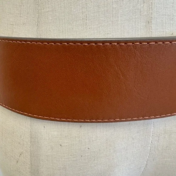 Lauren Ralph Lauren Brown Leather Wide Waist Belt Gold Stirrup Buckle Medium - Picture 3 of 12